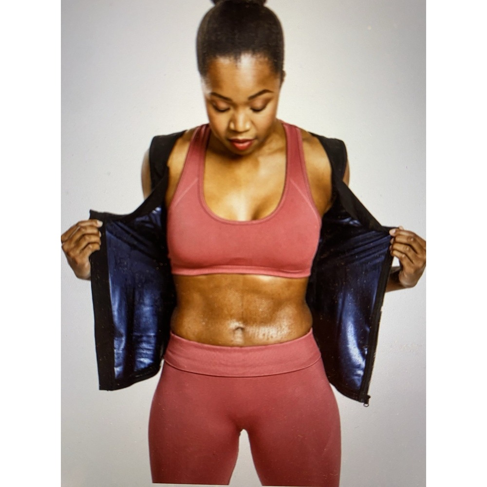 Sweat‎ Shaper Women's ATHLETIC ZIP TANK  Black 2XL/3XL  WorkOut Sauna Vest - Picture 4 of 8